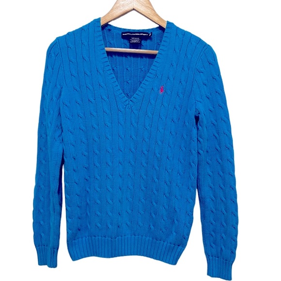 Ralph Lauren Sweaters - RALPH LAUREN SPORT Cable Knit V Neck Sweater. Size M